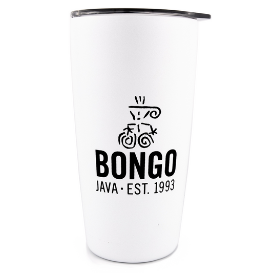 Bongo Java 16 oz Tumbler with Slide Lid (White) - BongoJava.com